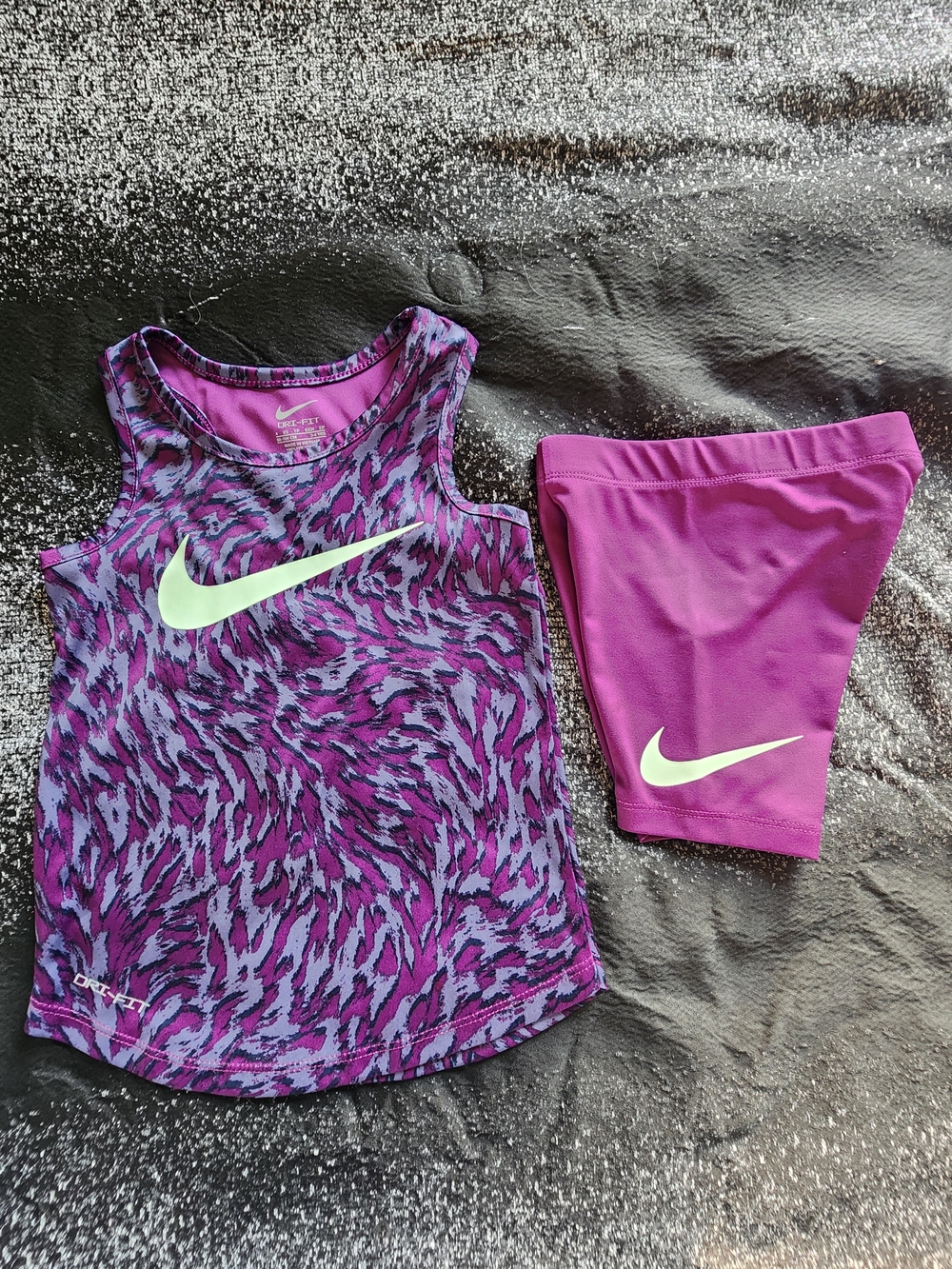 Nike Girls' Purple Dri-FIT Tank & Shorts Set - Neon Swoosh